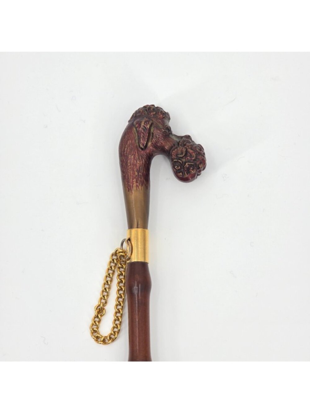 Vintage Poodle Dog Head Long Shoe Horn 21 in Bamboo Lucite Gentleman Decor Gift